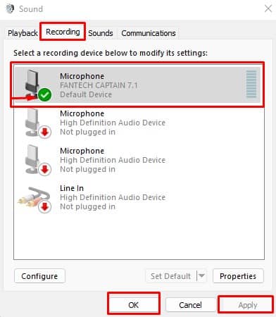 set default recording device