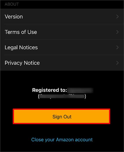 how to logout of kindle app