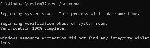 store exception error sfc scannow