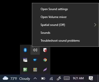 system tray sound