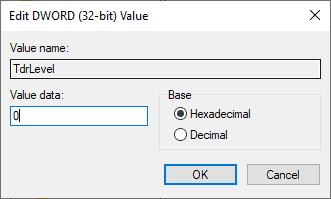 8 Ways to Fix DXGI_ERROR_DEVICE_HUNG Error 22 tdrlevel-value-0