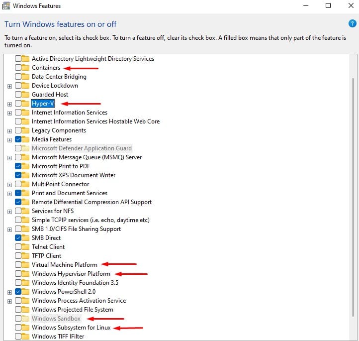 uncheck features
