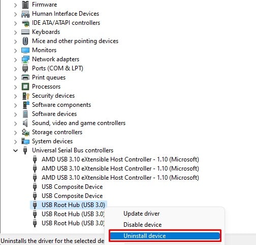 uninstall usb