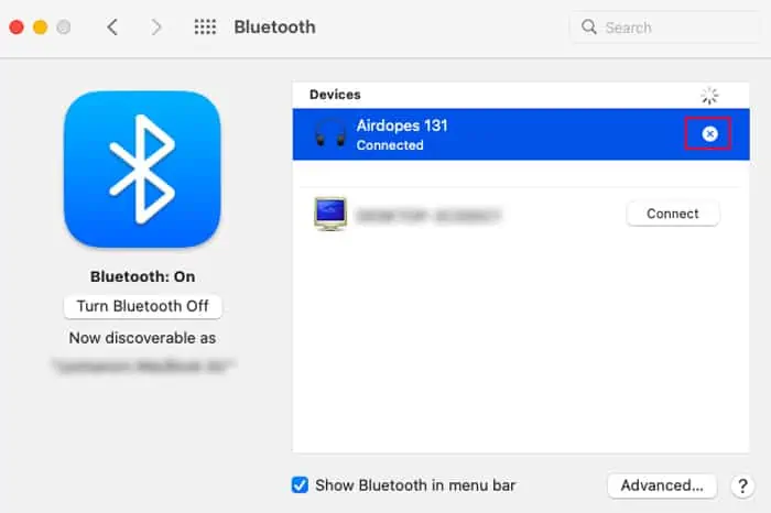 unpair-bluetooth-mac