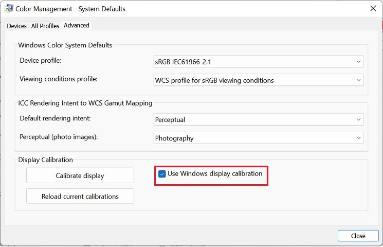 use windows display calibration