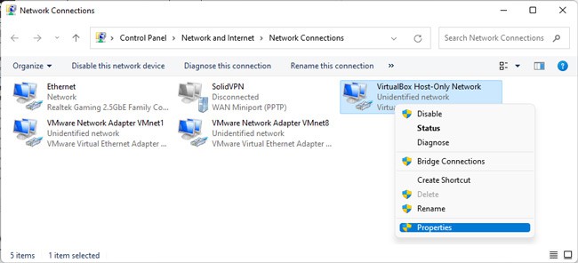 virtualbox-host-only-network