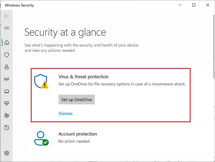 virus and threat protection in windows security