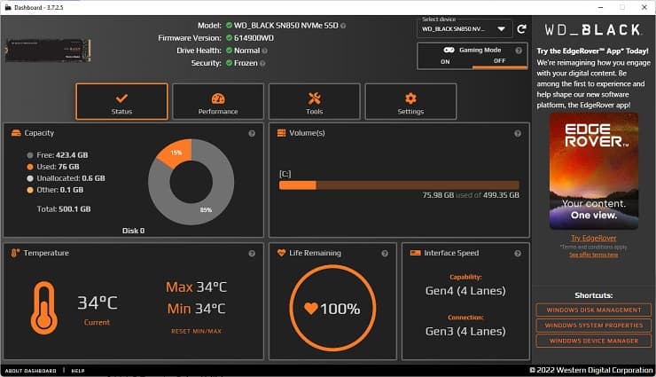 western digital ssd management tool
