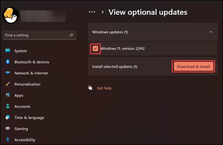 optional updates select