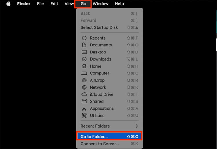 Choose Go-to-Folder 