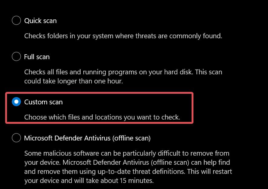 Custom Malware Scan
