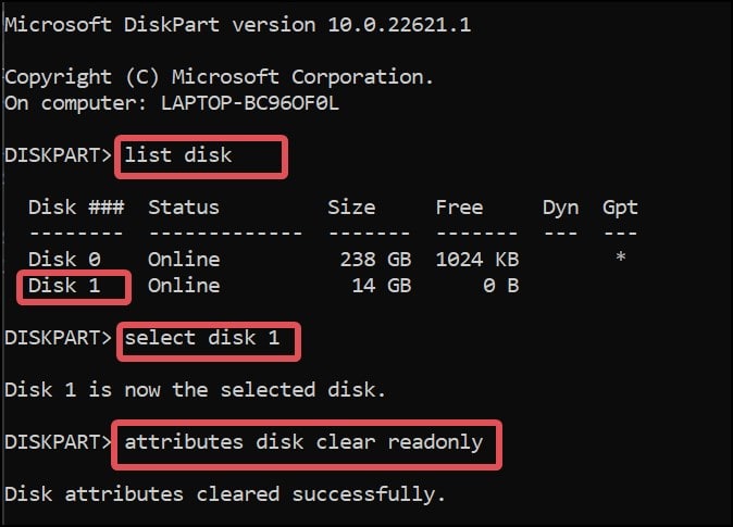 Diskpart List disk