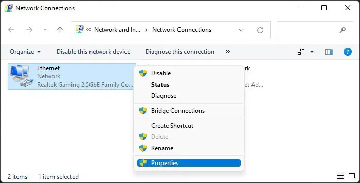 Ethernet-properties