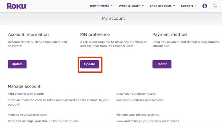 Locate PIN-preference-Then-click-on Update