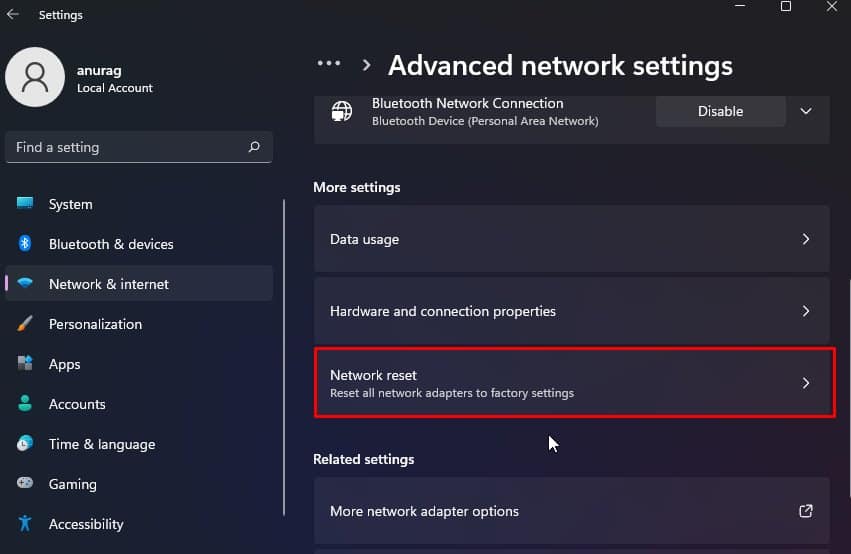 Network Reset