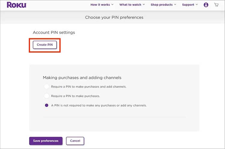 Now-choose Create-PIN option