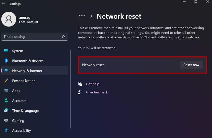 Reset Network
