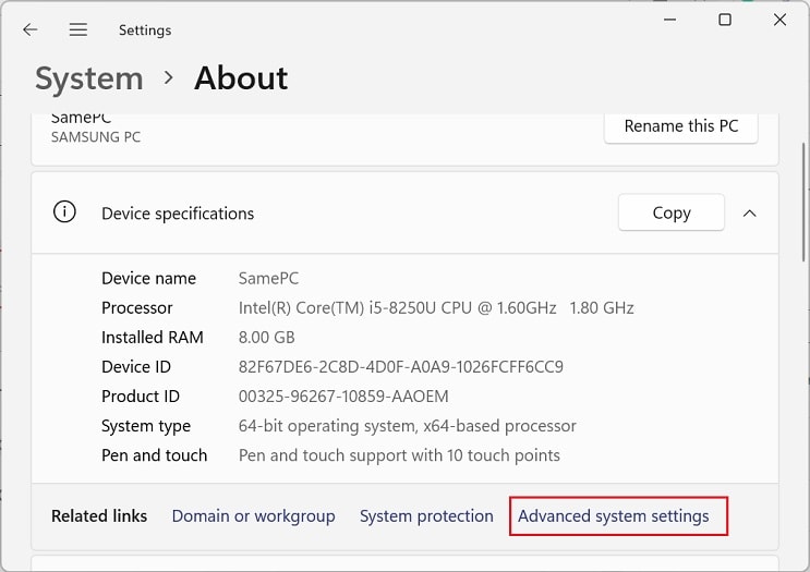 advanced system settings