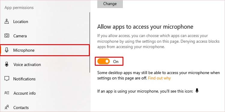 allow apps to access microphone