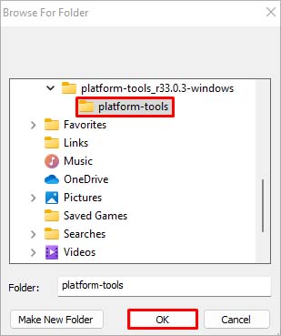 browser for folder platform tools