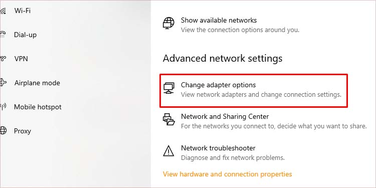change adapter options