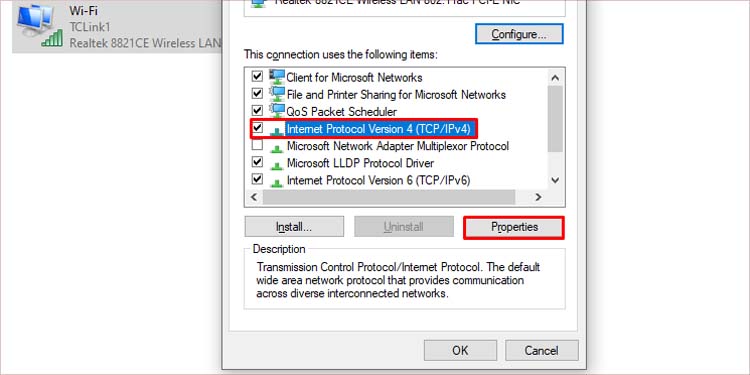 change ipv4 properties
