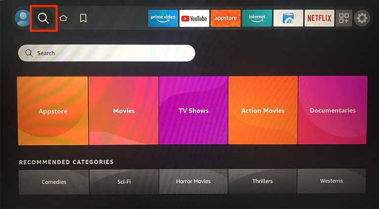 click-on Search-icon or Find menu