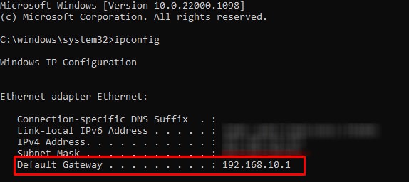 default gateway wi-fi not working