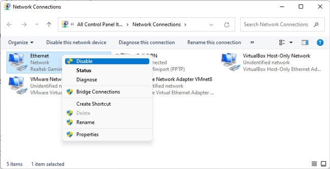disable-ethernet-adapter