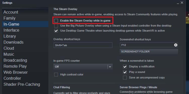 disable steam overlay