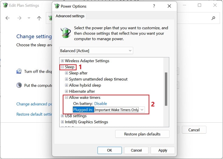 disable wake timers
