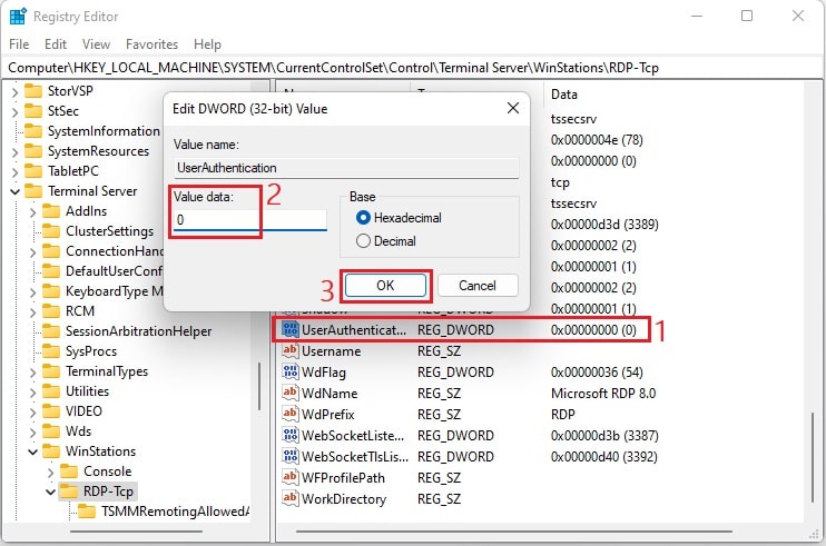 edit userauthentication value