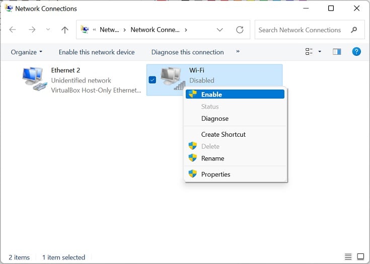 enable wifi adapter