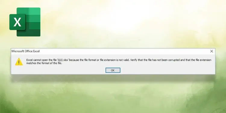 Fix: Excel Cannot Open the File Because the File Format or File Extension is Not Valid