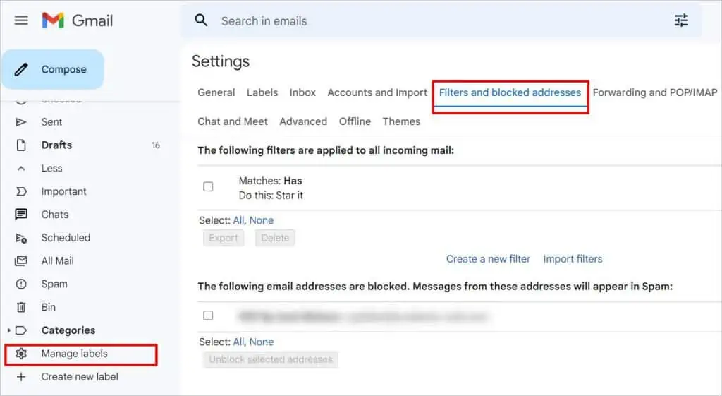 Gmail Messages Are Missing? Try these 9 Ways to Fix It 71 filters-and-blocked-addresses-1024x561