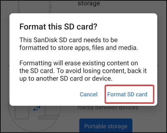 format sd on device