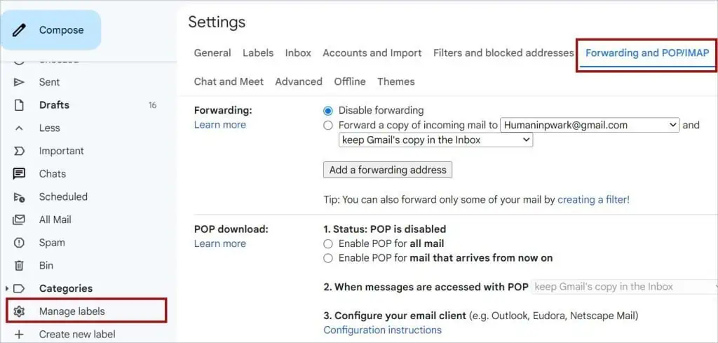 Gmail Messages Are Missing? Try these 9 Ways to Fix It 81 forwarding-tab-1024x489