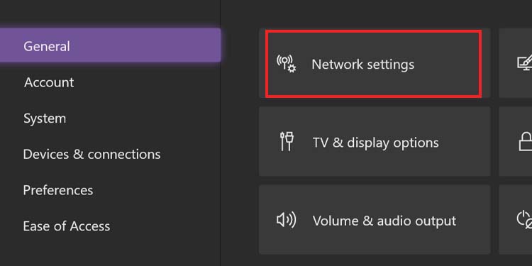 general network settings xbox