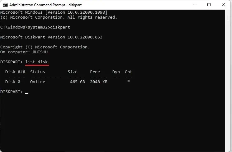 How to Partition a SSD? (Step-By-Step Guide) 47 list-disk-1