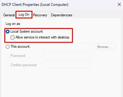 log-on-setting