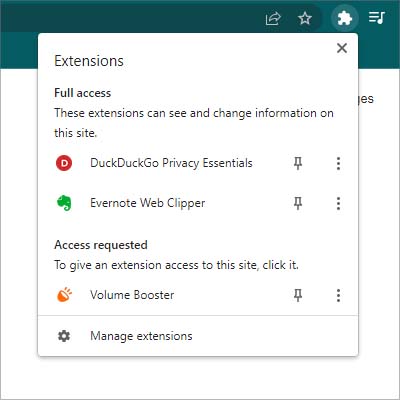 manage extensions
