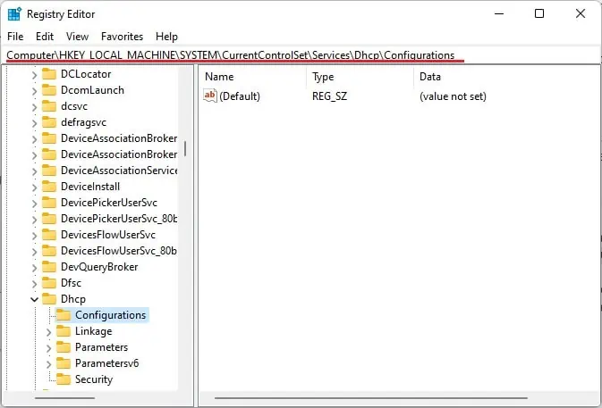 registry-editor-dhcp-configurations