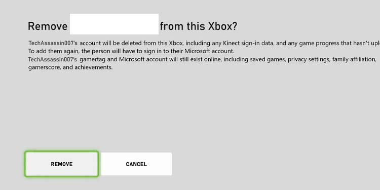 remove account from xbox confirm