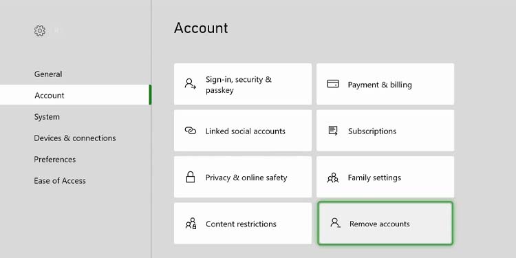 remove account from xbox