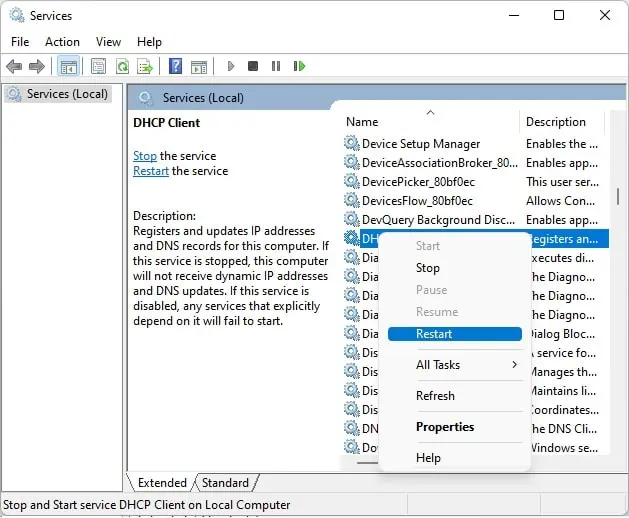 restart-dhcp-client-service