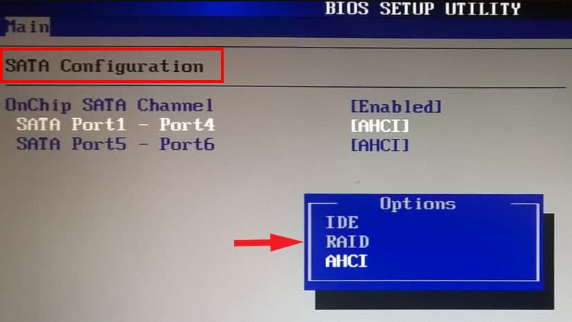 set sata configuration hard disk not showing