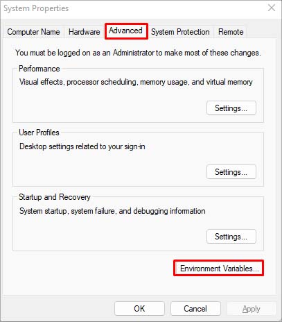 system environment variables
