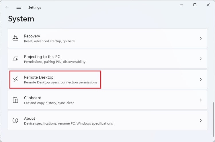 system remote desktop