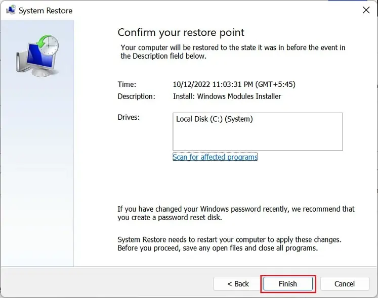 Fixed: Windows Could Not Start the WLAN Autoconfig Service on Local Computer 88 system-restore-finish