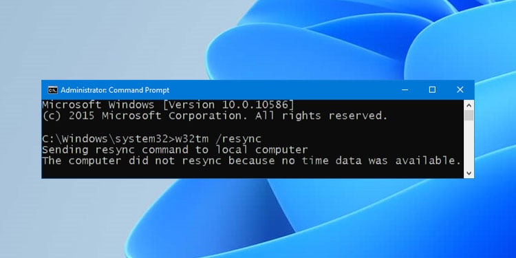 the computer did not resync because no time data was available